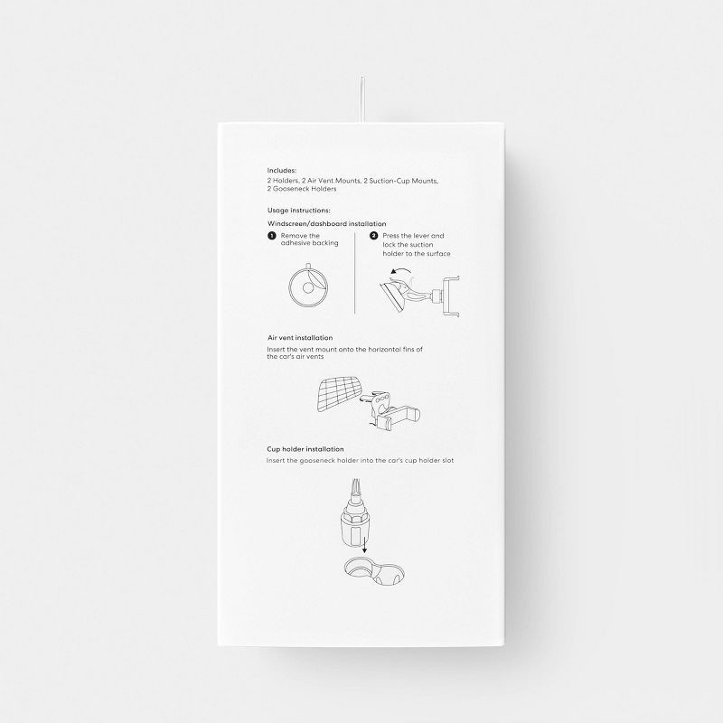 slide 4 of 4, Car Mount (2-in-1) Matte Finish 2 pk - dealworthy™ Black, 2 ct