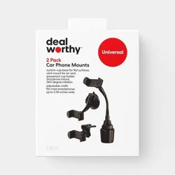 Car Mount (2-in-1) Matte Finish 2 pk - dealworthy™ Black