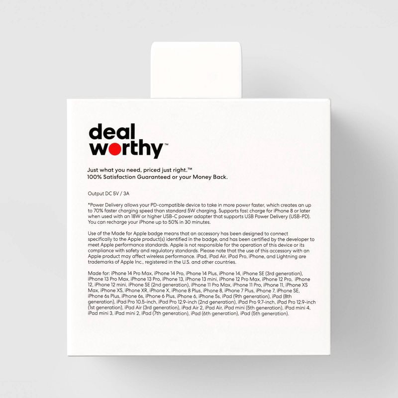 slide 3 of 3, 10ft USB C to Lightning 3pk Charging Cable - dealworthy™ - White, 10 ft, 3 ct