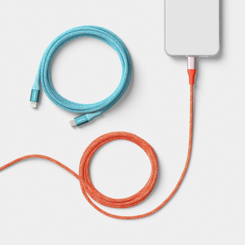 slide 2 of 3, 6ft USB-C to Lightning Braided Cable 2pk - heyday™ Turquoise Poppy, 6 ft, 2 ct