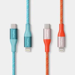 6ft USB-C to Lightning Braided Cable 2pk - heyday™ Turquoise Poppy