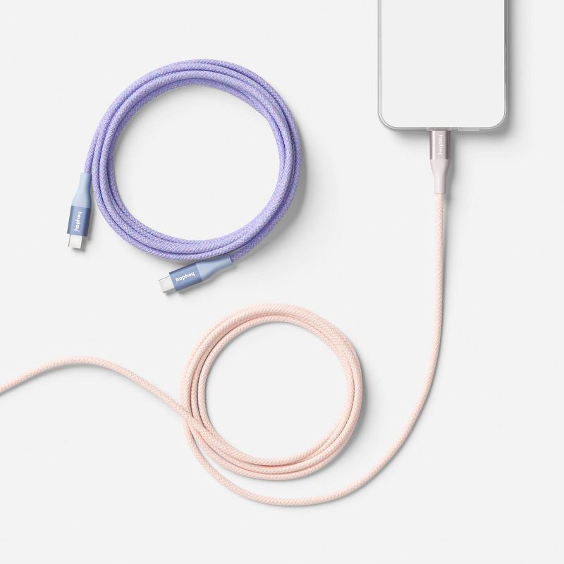 slide 2 of 3, 6 ft USB-C to USB-C Braided Cable 2pk - heyday™ Peri-Blue Cosmetic Pink, 6 ft, 2 ct