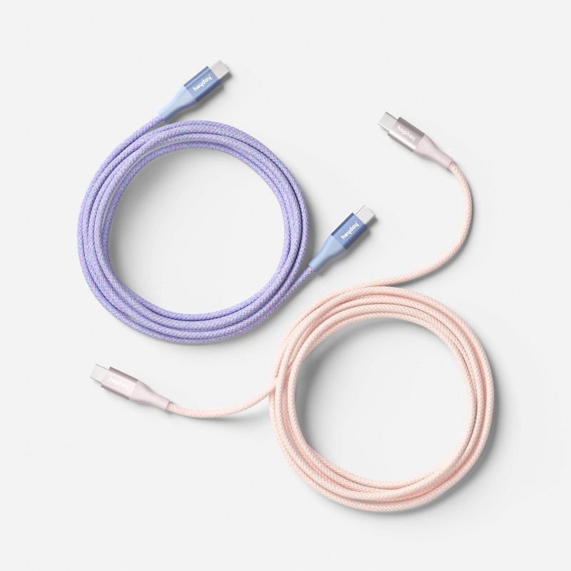 slide 3 of 3, 6 ft USB-C to USB-C Braided Cable 2pk - heyday™ Peri-Blue Cosmetic Pink, 6 ft, 2 ct