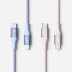 6 ft USB-C to USB-C Braided Cable 2pk - heyday™ Peri-Blue Cosmetic Pink