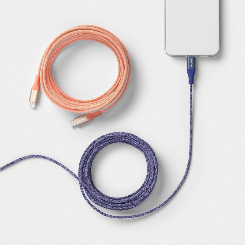 slide 2 of 3, 10 USB-C to Lightning Braided Cable - 2pk - heyday™ Peach Future Dusk, 2 ct