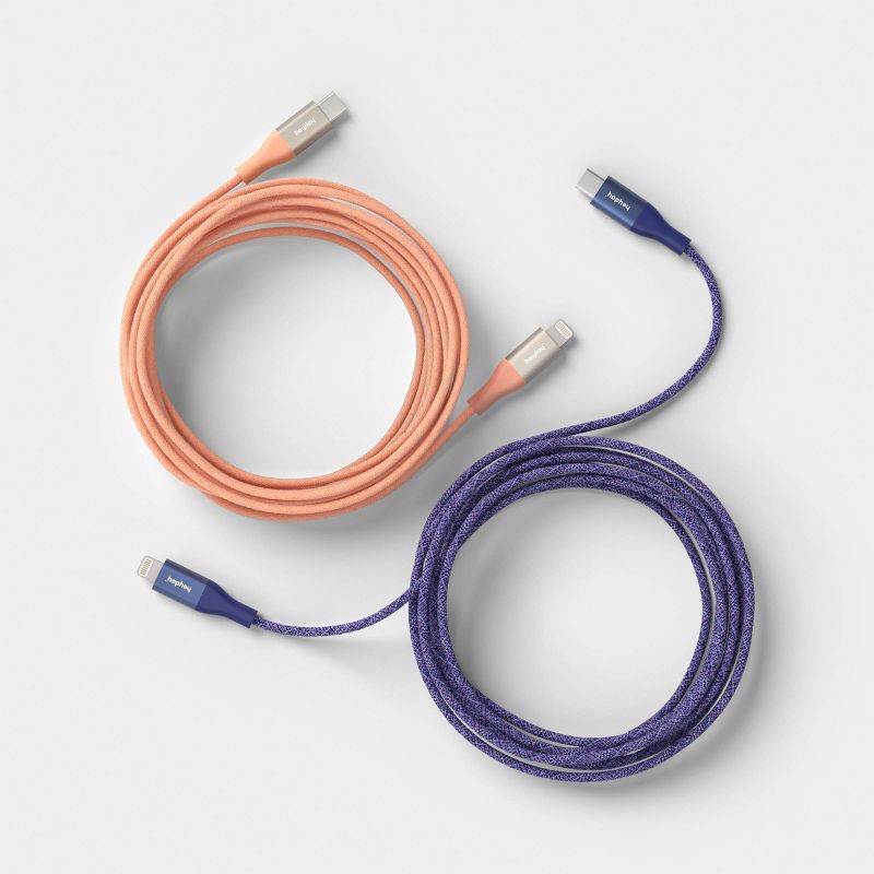 slide 3 of 3, 10 USB-C to Lightning Braided Cable - 2pk - heyday™ Peach Future Dusk, 2 ct