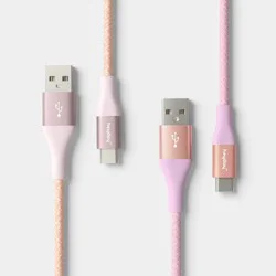 10ft USB-A to USB-C Braided Cable 2pk - heyday™ Bright Lilac Cosmetic Pink