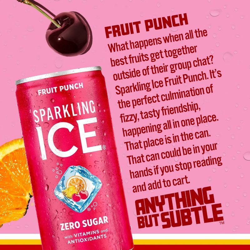 slide 2 of 5, Sparkling ICE Fruit Punch Sparkling Water - 10pk/7.5 fl oz Mini Cans, 10 ct; 7.5 fl oz