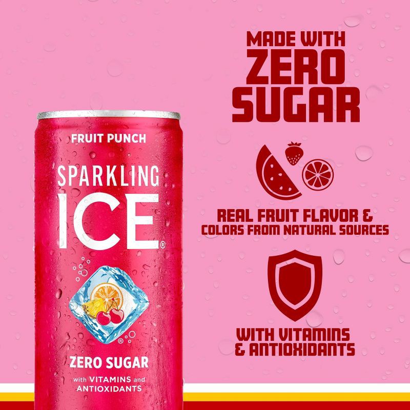slide 3 of 5, Sparkling ICE Fruit Punch Sparkling Water - 10pk/7.5 fl oz Mini Cans, 10 ct; 7.5 fl oz
