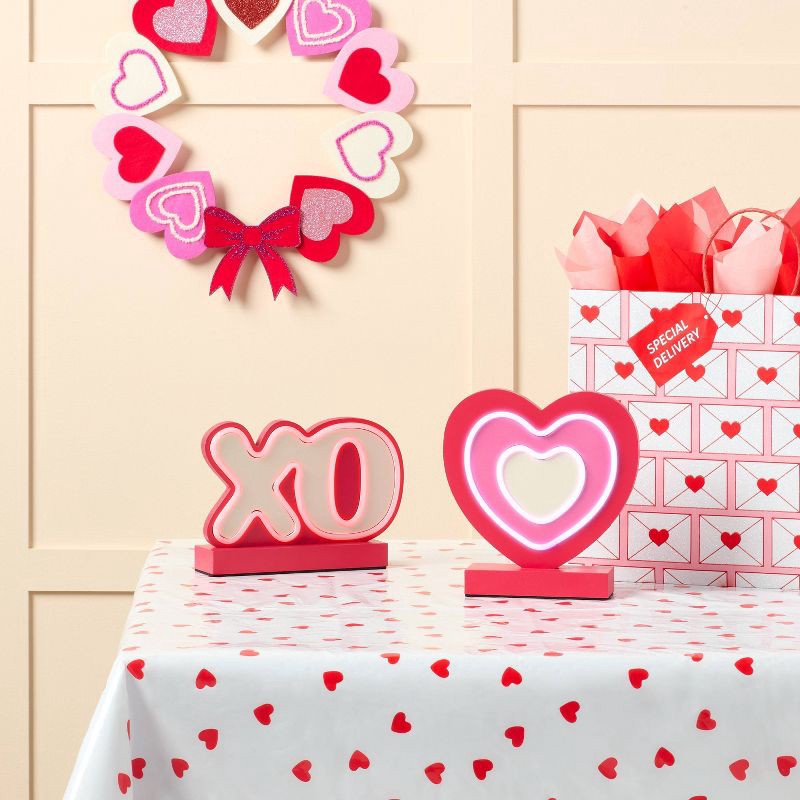 slide 2 of 3, Valentine's Day Wood Base with Neon Tube Table Decor Heart - Spritz™, 1 ct