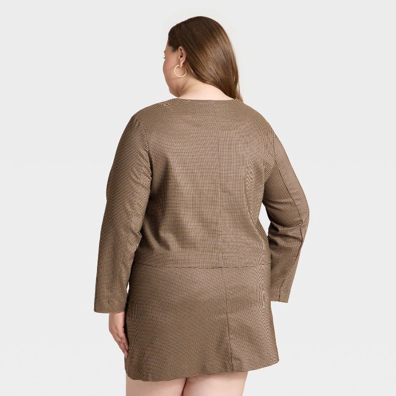 slide 2 of 3, Women's Woven Lady Jacket - A New Day™ Brown Plaid XXL, 1 ct