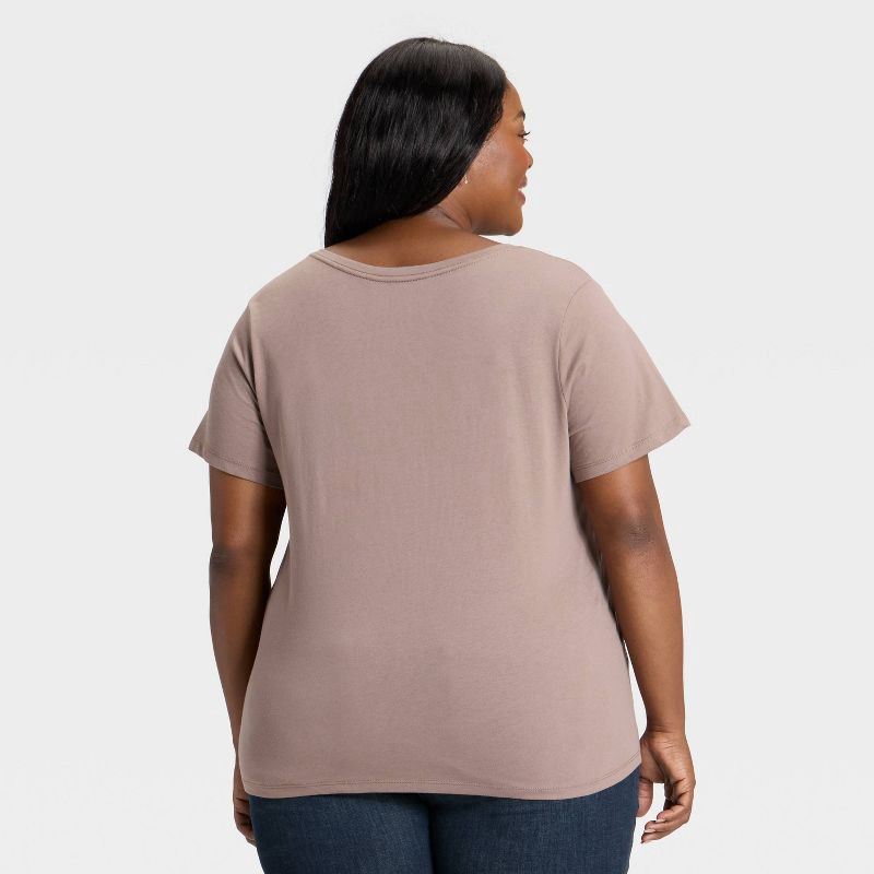 slide 2 of 3, Women's Short Sleeve V-Neck T-Shirt - Ava & Viv™ Taupe 2X, 1 ct