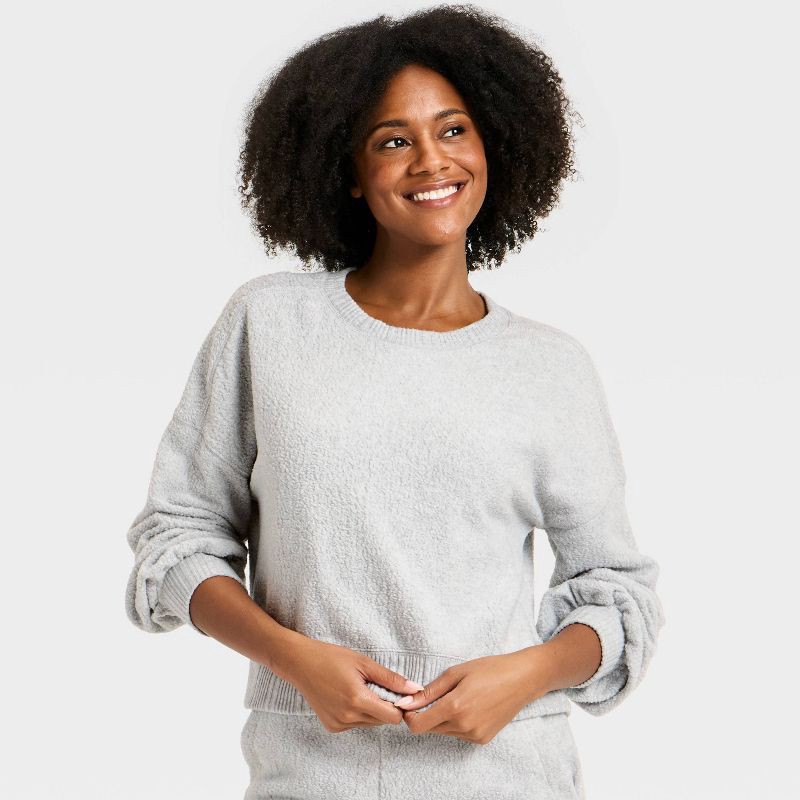 slide 3 of 3, Women's Teddy Pullover Sweatshirt - Auden™ Gray L, 1 ct