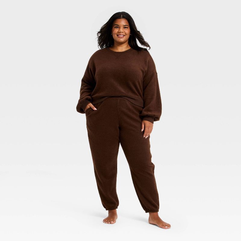 slide 3 of 3, Women's Teddy Jogger Pants - Auden™ Brown XXL, 1 ct
