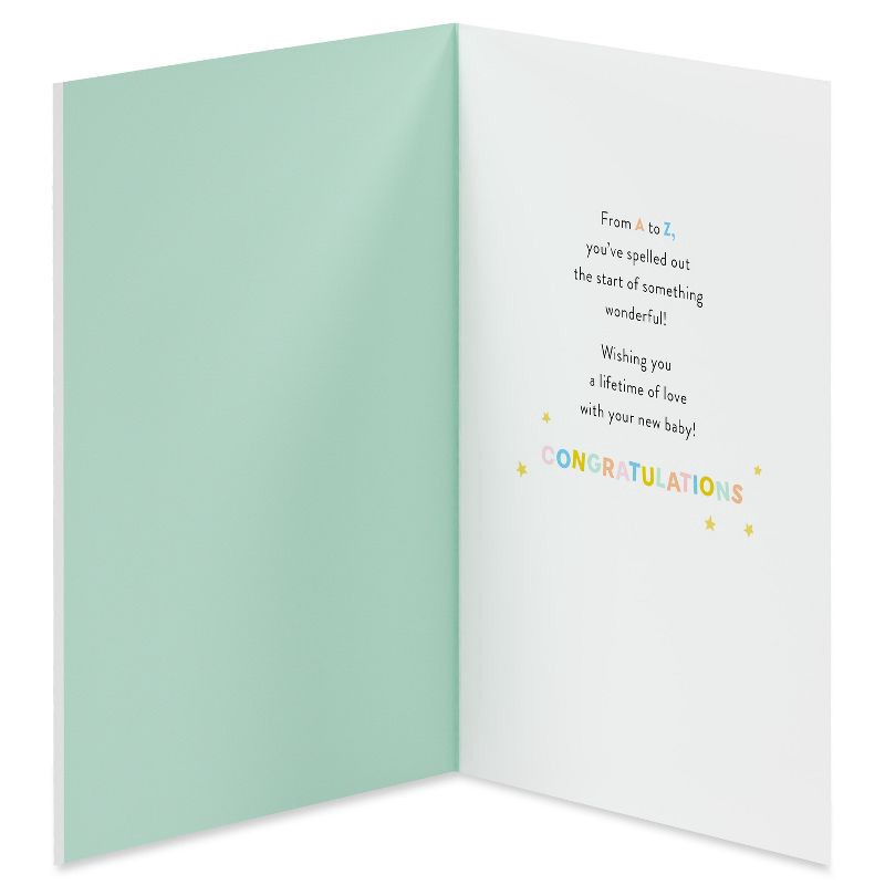 slide 2 of 4, American Greetings New Baby Congratulations Card Lifetime of Love Pastel Alphabet Includes Envelope, 1 ct