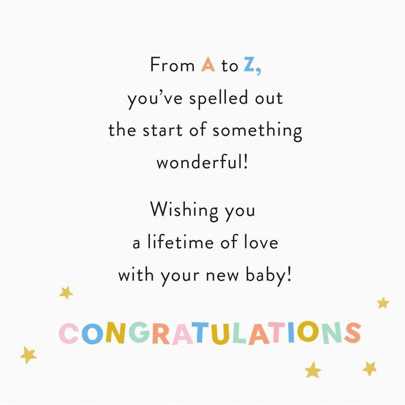 slide 3 of 4, American Greetings New Baby Congratulations Card Lifetime of Love Pastel Alphabet Includes Envelope, 1 ct