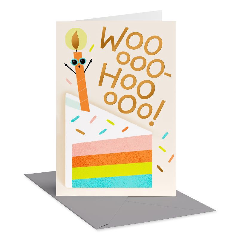 slide 1 of 4, American Greetings Birthday Card Hope it's a Great One Rainbow Cake Includes Envelope, 1 ct