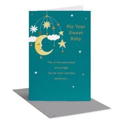 American Greetings New Baby Congratulations Card Happy Dreams Moon and Stars Mobile Includes Envelope
