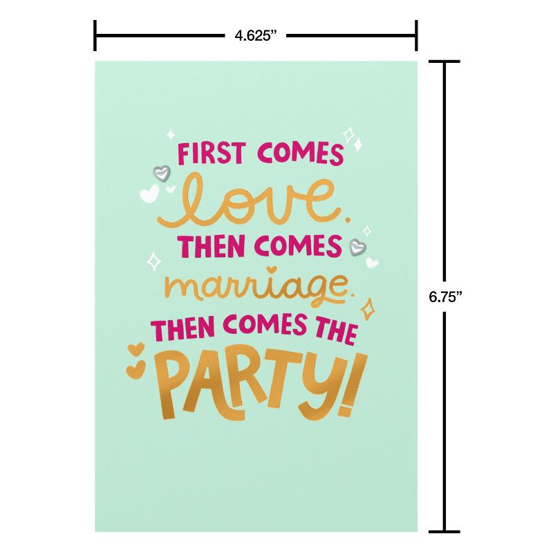 slide 4 of 4, American Greetings Funny Wedding Card for Couple First Comes Love Gold/Pink Letter Includes Envelope, 1 ct