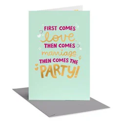 American Greetings Funny Wedding Card for Couple First Comes Love Gold/Pink Letter Includes Envelope