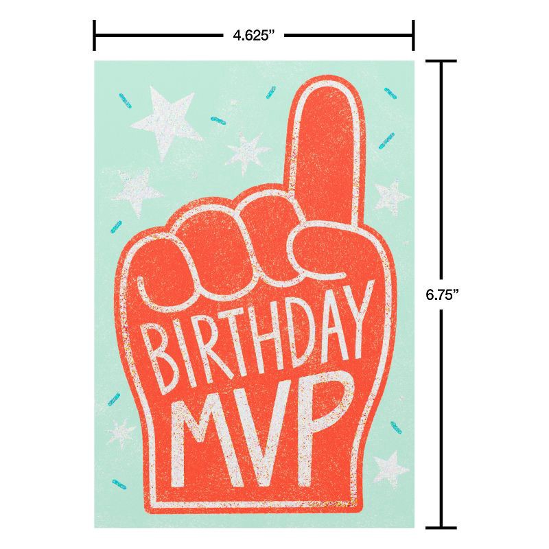 slide 4 of 4, American Greetings Kids' Birthday Card Birthday MVP Number One Foam Finger Includes Envelope, 1 ct