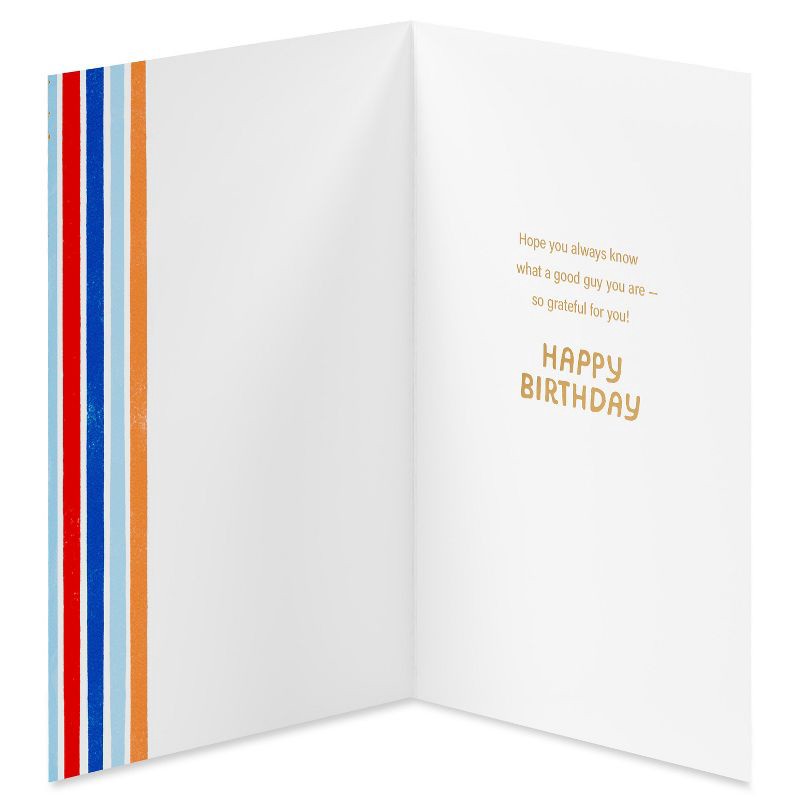 slide 2 of 4, American Greetings Birthday Card for Him Happy You Day Gold and Blue Sparkles and Candles Includes Envelope, 1 ct