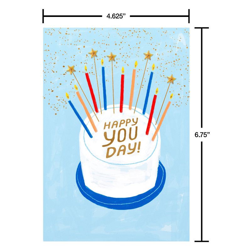 slide 4 of 4, American Greetings Birthday Card for Him Happy You Day Gold and Blue Sparkles and Candles Includes Envelope, 1 ct