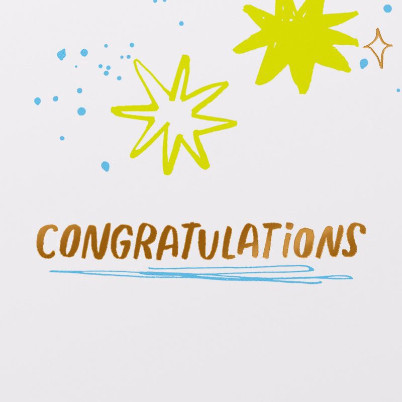 slide 3 of 4, American Greetings Congratulations Card You Deserve a High Five Gold Letter and Stars Includes Envelope, 1 ct