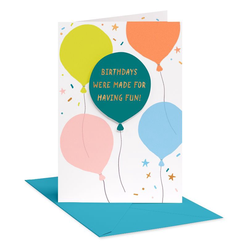 slide 1 of 4, American Greetings Birthday Card Hope It's a Good One Balloons Includes Envelope, 1 ct