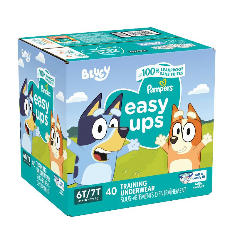 slide 13 of 15, Pampers Easy Ups Super Bluey Disposable Training Pants - 6T-7T - 40ct, 40 ct