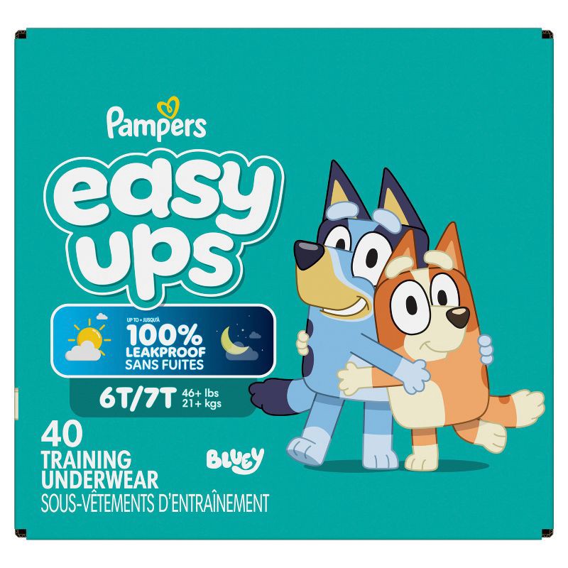 slide 14 of 16, Pampers Easy Ups Super Bluey Disposable Training Pants - 6T-7T - 40ct, 40 ct
