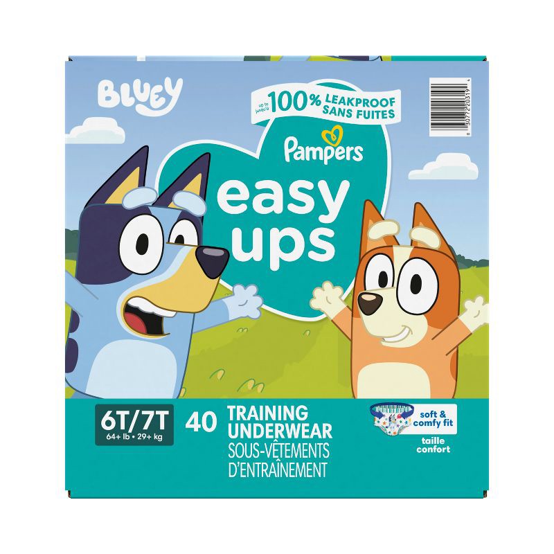 slide 15 of 15, Pampers Easy Ups Super Bluey Disposable Training Pants - 6T-7T - 40ct, 40 ct