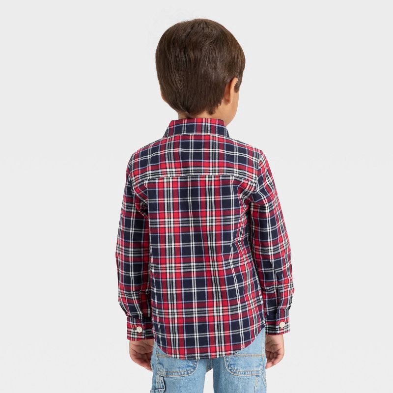 slide 2 of 4, OshKosh B'gosh Toddler Boys' Plaid Button-Down Shirt - Red 4T, 1 ct