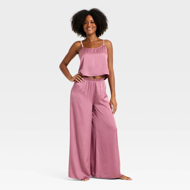 slide 1 of 3, Women's Luxury Collection Satin Tank Top and Pants Pajama Set - Auden™ Pink S, 1 ct