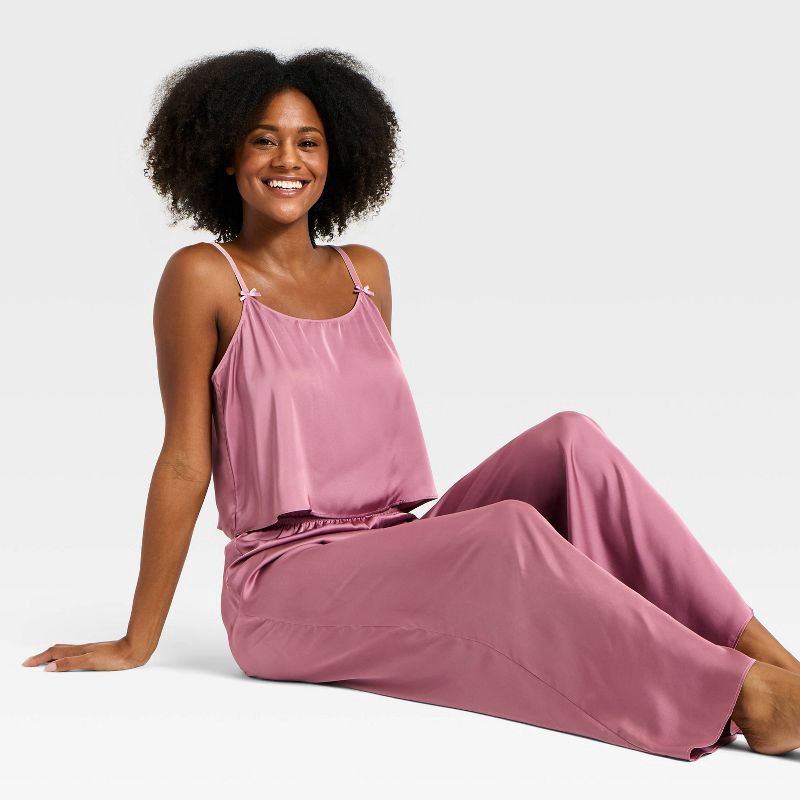 slide 3 of 3, Women's Luxury Collection Satin Tank Top and Pants Pajama Set - Auden™ Pink XL, 1 ct