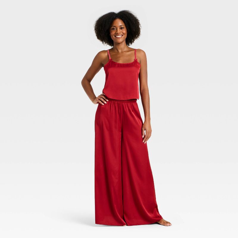 slide 1 of 3, Women's Luxury Collection Satin Tank Top and Pants Pajama Set - Auden™ Red XXL, 1 ct