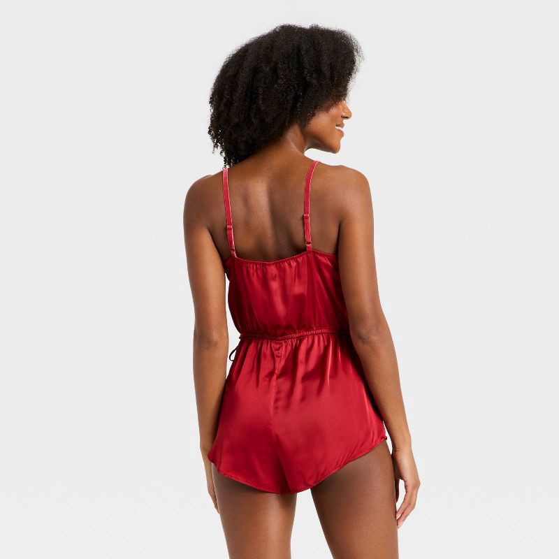 slide 2 of 3, Women's Luxury Collection Satin Romper - Auden™ Red L, 1 ct