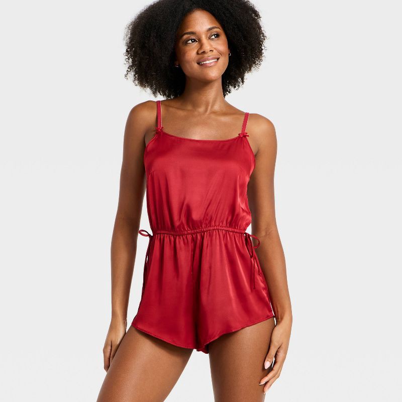 slide 2 of 3, Women's Luxury Collection Satin Romper - Auden™ Red XL, 1 ct