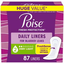 Poise Daily Incontinence Liners - Regular - 2 Drop Very Light - 87ct