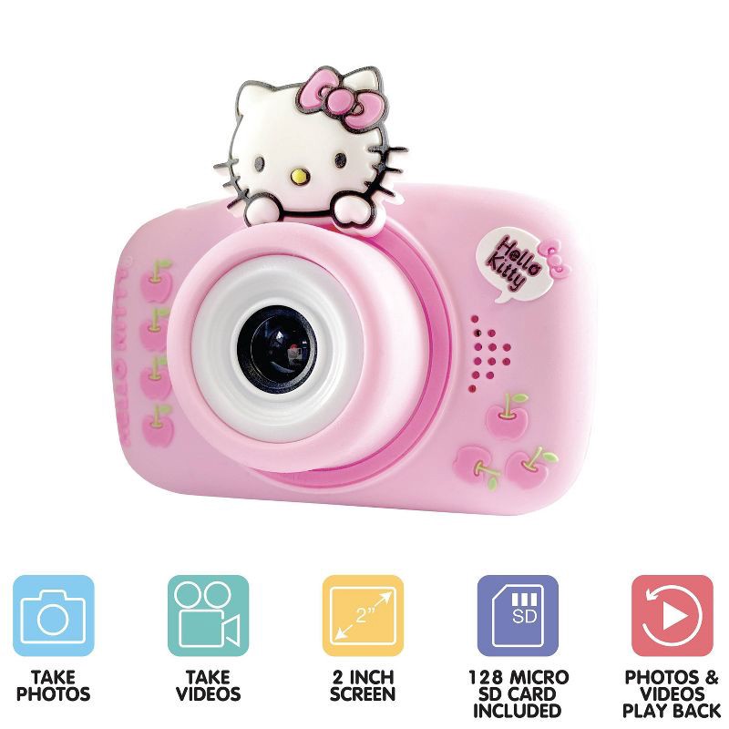 slide 2 of 6, Hello Kitty Kids' Digital Camera: Electronic Viewfinder, USB-C Connection, 2" Screen, 48 MP, 1 ct