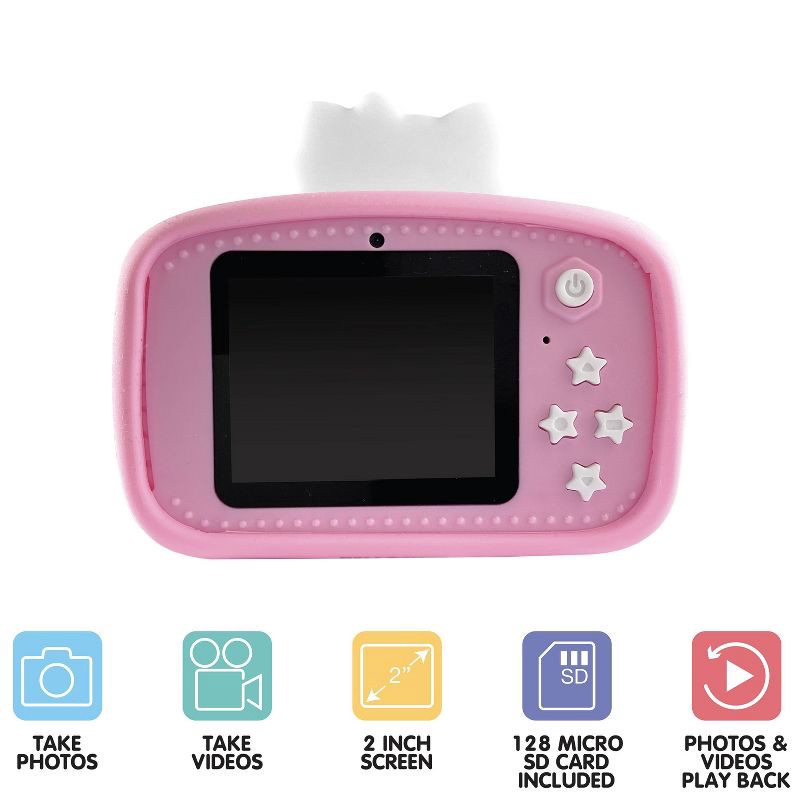 slide 3 of 6, Hello Kitty Kids' Digital Camera: Electronic Viewfinder, USB-C Connection, 2" Screen, 48 MP, 1 ct