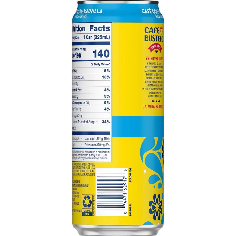 slide 4 of 6, Cafe Bustelo Cafe Con Vainilla Espresso Style Beverage with Milk - 11 fl oz, 11 fl oz