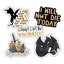 Kingdom of Threads Fourth Wing 5-Vinyl Sticker Pack - Set 2