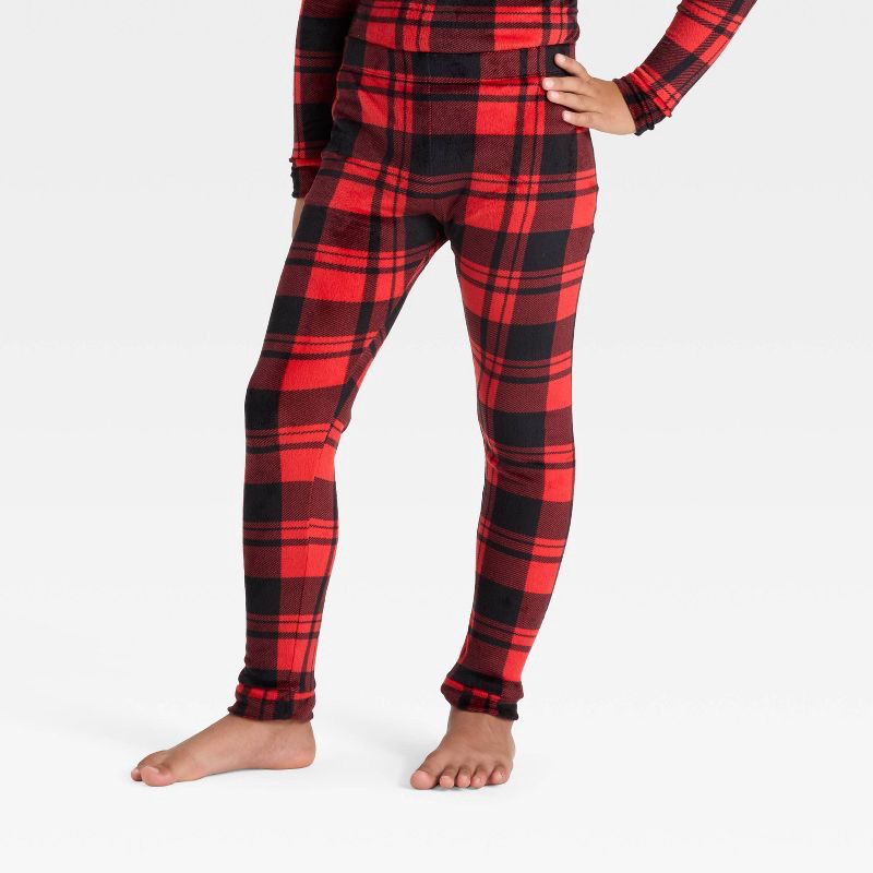 slide 4 of 4, Kids' 2pc Plaid Long Sleeve Holiday Snuggly Soft Pajama Set - Cat & Jack™ Red 8, 2 ct