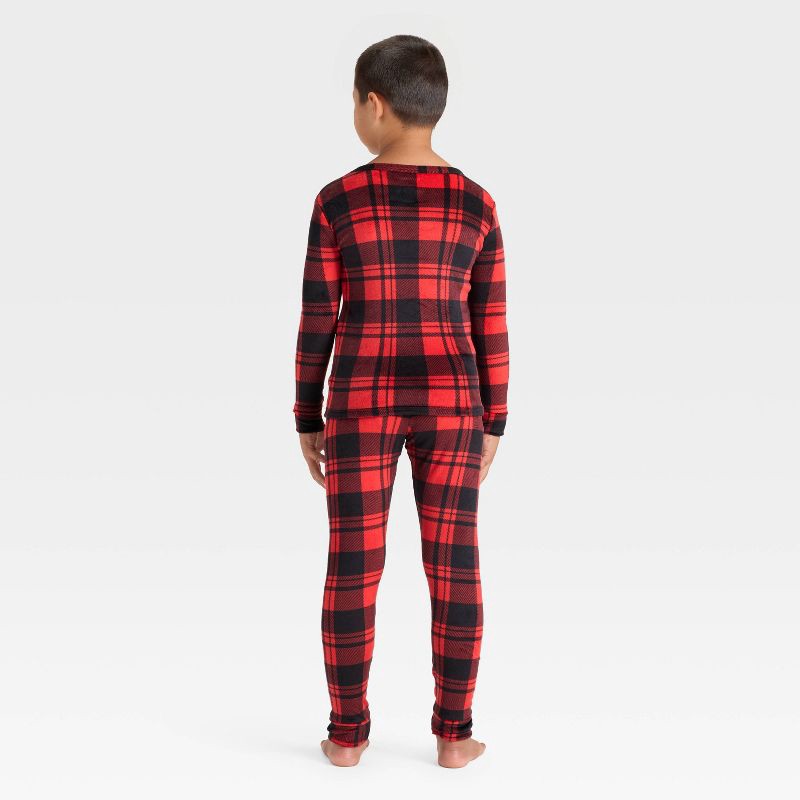 slide 2 of 4, Kids' 2pc Plaid Long Sleeve Holiday Snuggly Soft Pajama Set - Cat & Jack™ Red 10, 2 ct