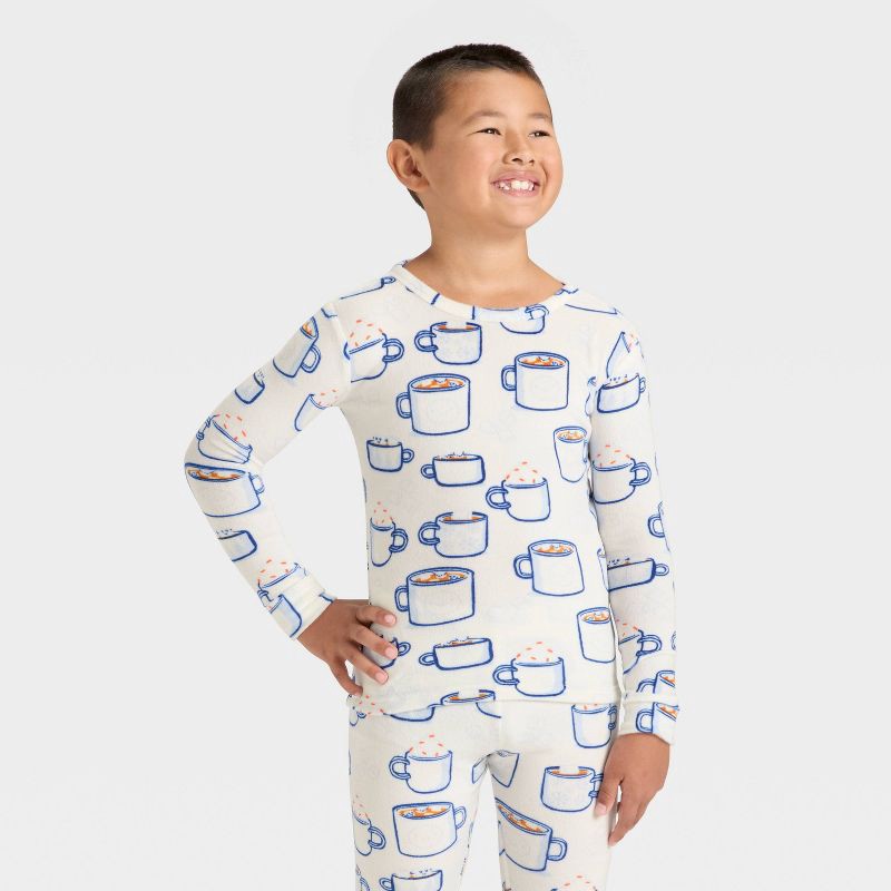 slide 3 of 4, Kids' 2pc Hot Cocoa Holiday Snuggly Soft Pajama Set - Cat & Jack™ Cream 6, 2 ct