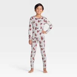 Kids' 2pc Santa Icons Long Sleeve Christmas Snuggly Soft Pajama Set - Cat & Jack™ Gray 4