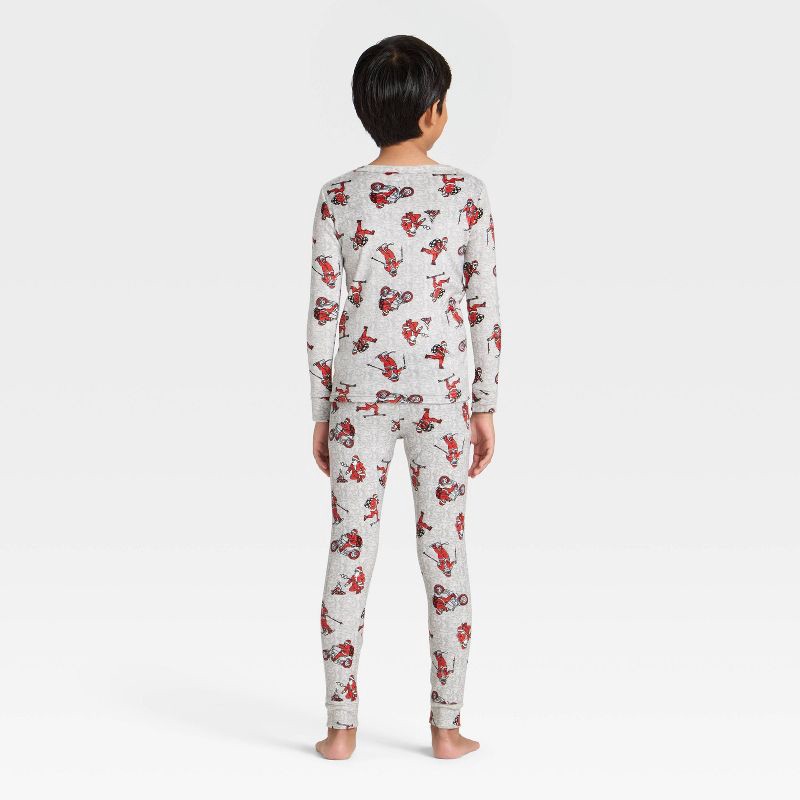 slide 2 of 4, Kids' 2pc Santa Icons Long Sleeve Christmas Snuggly Soft Pajama Set - Cat & Jack™ Gray 12, 2 ct