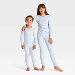 Kids' 2pc Snowflakes Long Sleeve Holiday Snuggly Soft Pajama Set - Cat & Jack™ Blue 4