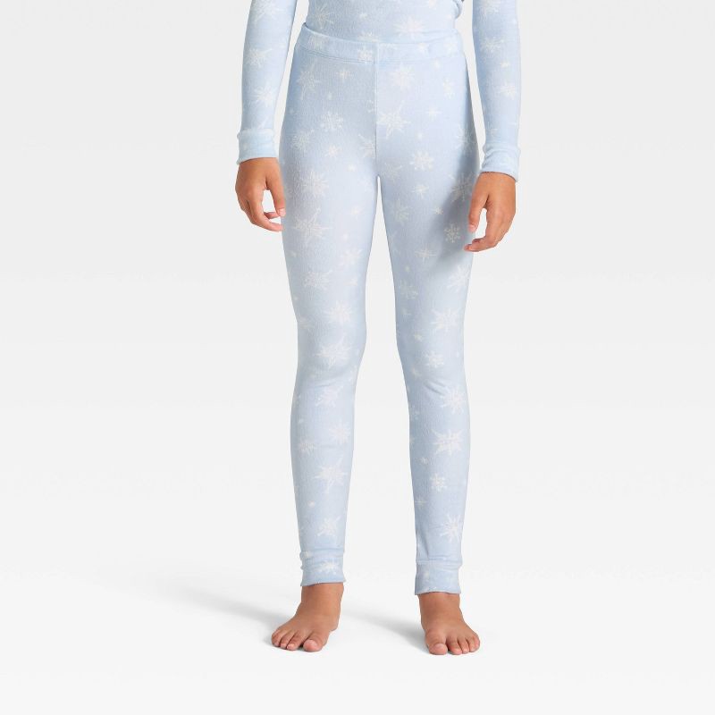 slide 4 of 5, Kids' 2pc Snowflakes Long Sleeve Holiday Snuggly Soft Pajama Set - Cat & Jack™ Blue 8, 2 ct